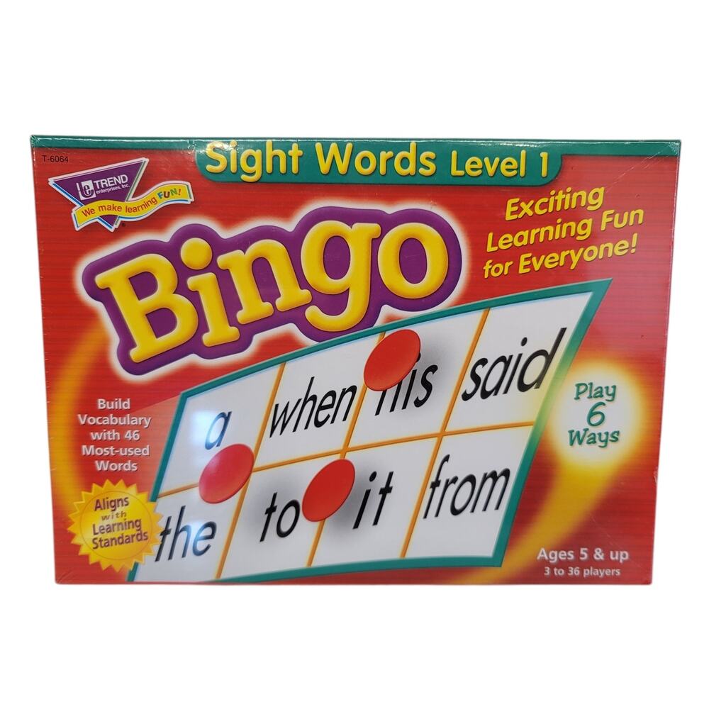 Sight Words Level 1 Bingo Game Homeschool Learning to Read NEW